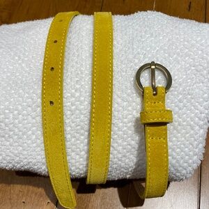Mia Italian XS skinny mustard suede belt from Garnet Hill